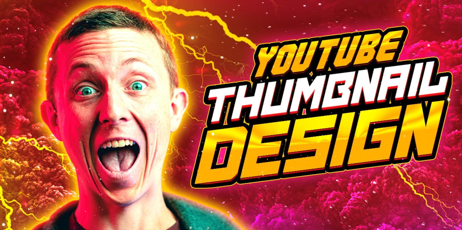 YouTube thumbnail example with edited text and a person that is shocked