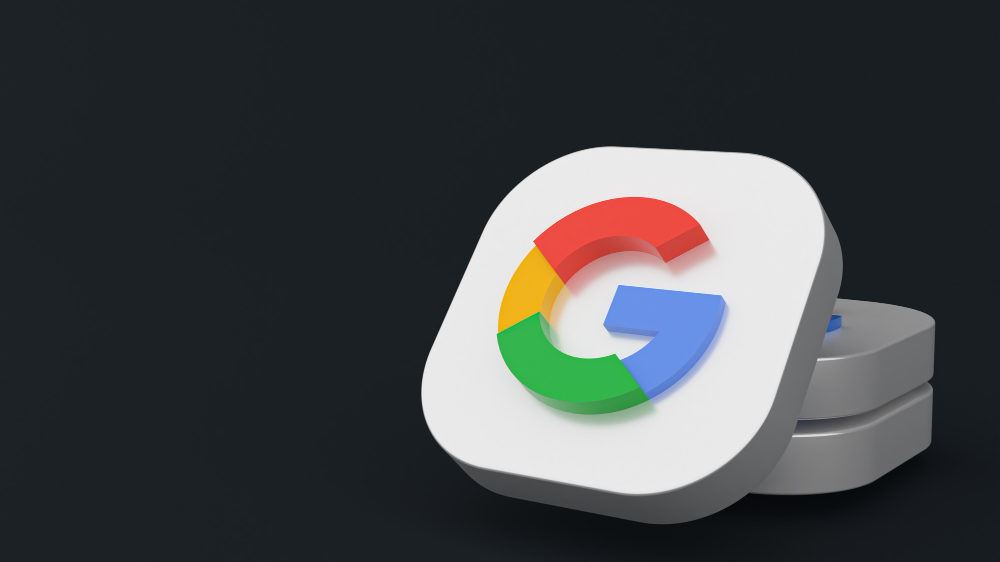 3d google stack logo with plain black background